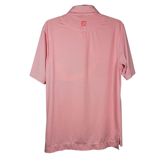 FootJoy Athletic Fit Golf Polo, Red and White Pinstripes, Chess Logo, Size Small - Picture 2 of 8